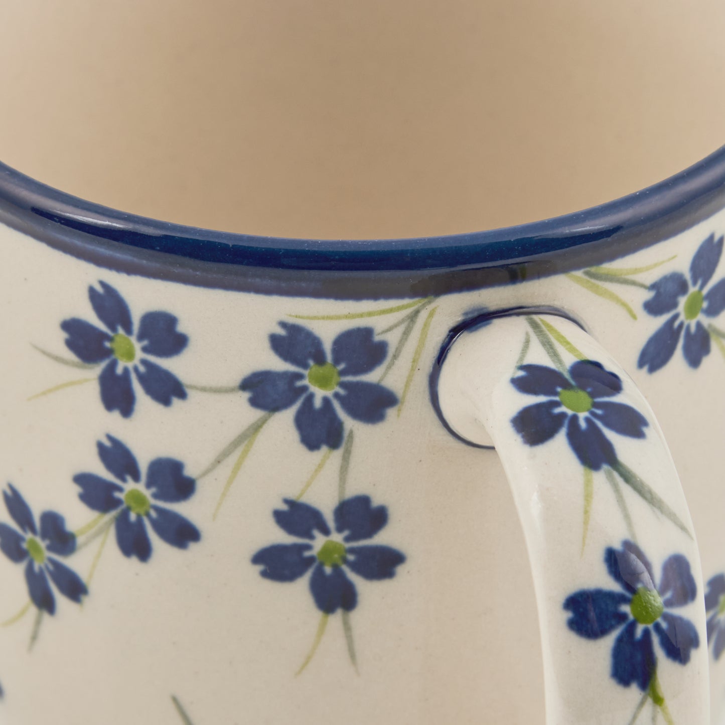 4er-Set Handgefertigte Landhaus-Kaffeetassen – Bunzlauer Keramik | 0,35L | Spülmaschinen- & Mikrowellengeeignet | Rustikales Tassen-Set