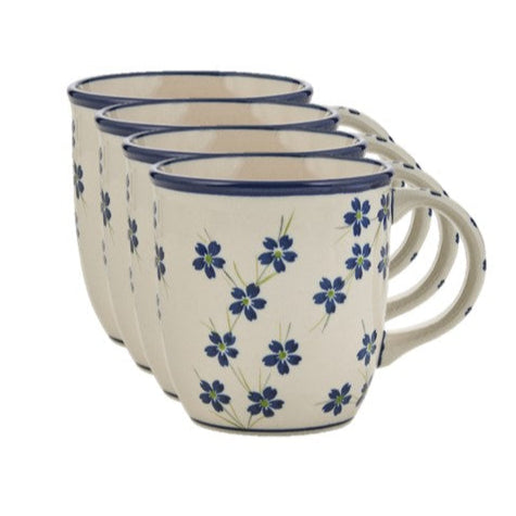 4er-Set Handgefertigte Landhaus-Kaffeetassen – Bunzlauer Keramik | 0,35L | Spülmaschinen- & Mikrowellengeeignet | Rustikales Tassen-Set