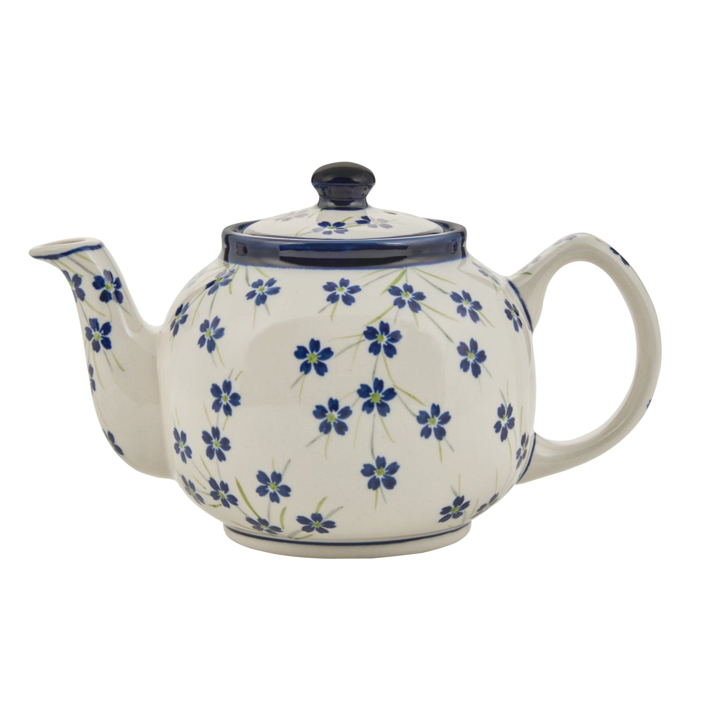 Handgefertigte Keramik-Teekanne – Bunzlauer Keramik | 1,0L | Landhausblumen | Spülmaschinenfest  | Perfekt für Teeliebhaber