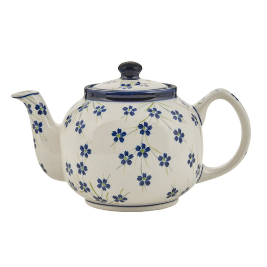 Handgefertigte Keramik-Teekanne – Bunzlauer Keramik | 1,0L | Landhausblumen | Spülmaschinenfest  | Perfekt für Teeliebhaber