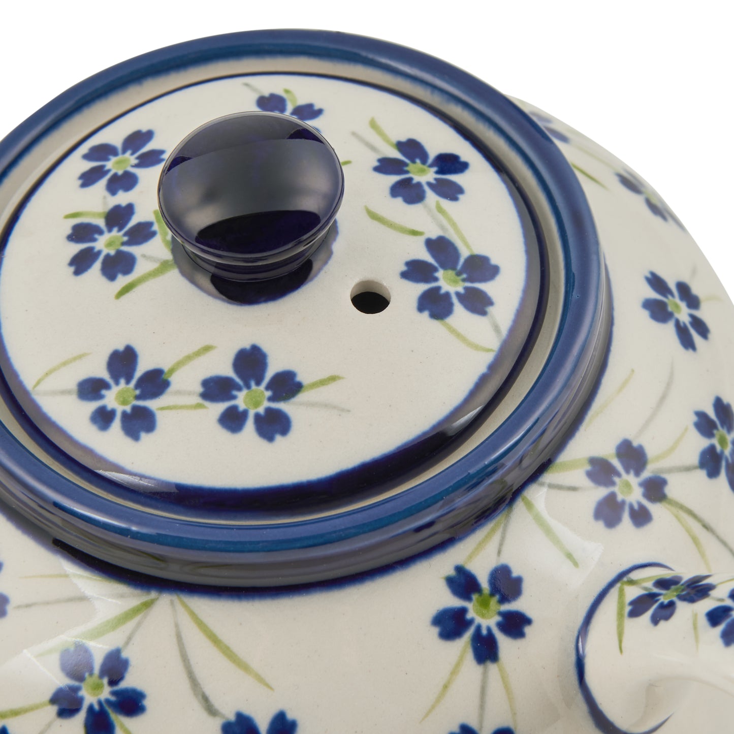 Handgefertigte Keramik-Teekanne – Bunzlauer Keramik | 1,0L | Landhausblumen | Spülmaschinenfest  | Perfekt für Teeliebhaber