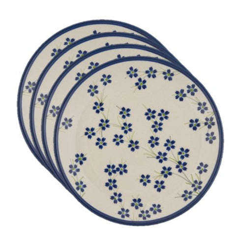 4er-Set Handgefertigte Keramik Frühstücksteller – Bunzlauer Keramik | Landhaus | Ø 19,5 cm Spülmaschinenfest | Kuchenteller | Dessertteller